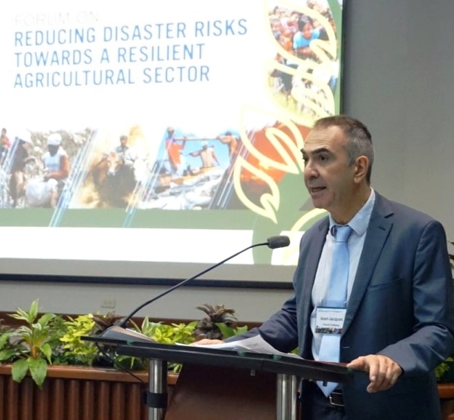 Mr. Jean-Jacques Forte, Cultural and Cooperation Counselor of the Embassy of France in the Philippines, expressed the France-Philippines common agenda of developing viable disaster risk reduction and management mechanism in the agricultural sector.