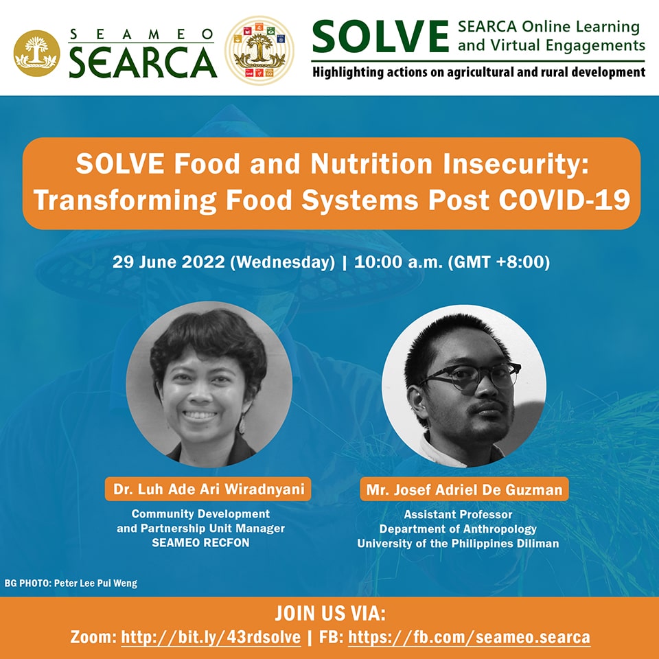 43rd Webinar: SOLVE Food and Nutrition Insecurity: Transforming Food Systems Post COVID-19