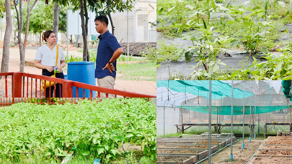 Ms. Anna Gale Vallez (left), SEARCA Program Specialist, led the monitoring and evaluation of the Mini-ATP at Raksmey Sophanna High School in Kampong Thom, Cambodia.