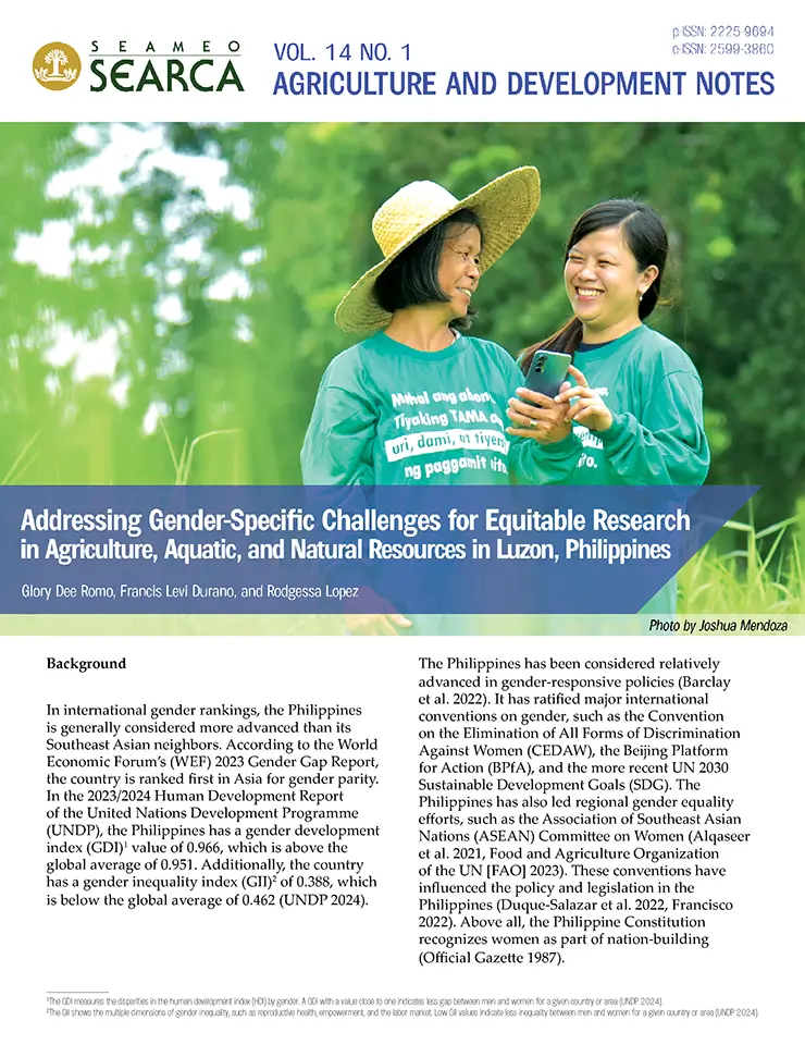 Addressing Gender-Specific Challenges for Equitable Research in Agriculture, Aquatic, and Natural Resources in Luzon, Philippines