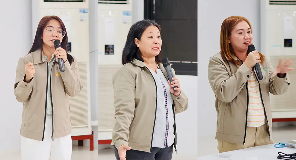 From left: Hon. Ma. Aurora Riceli Balbutan delivers her welcome remarks, Ms. Christine Heidi Garcellano gives her opening remarks, and Ms. Anna Gale Vallez provides the overview and mechanics of the workshop.