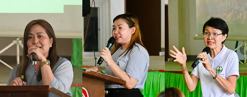 From left: Dr. Liezl Atienza, SEARCA Consultant and UPLB-IHNF Director; Ms. Anna Gale Vallez, Program Specialist, RTLD, SEARCA; and Dr. Blesilda Calub, SEARCA-UPOU Course Coordinator for E-learning