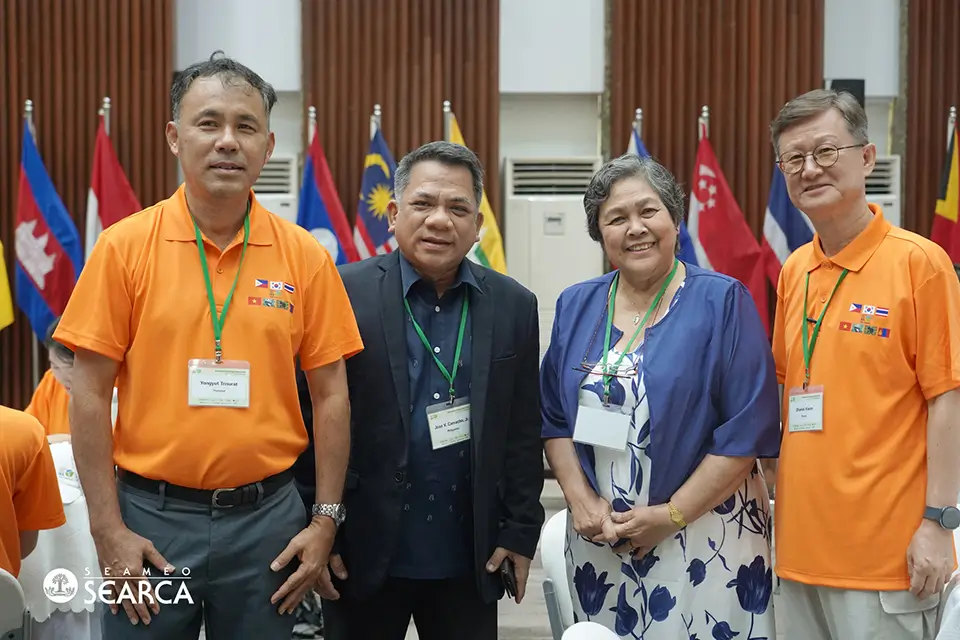From left: Dr. Yongyut Trisurat, IES Principal; Dr. Jose Camacho, Jr., UPLB Chancellor; Dr. Mercedita Sombilla, SEARCA Center Director; and Prof. Kwon Ohseok, EEMICF Director