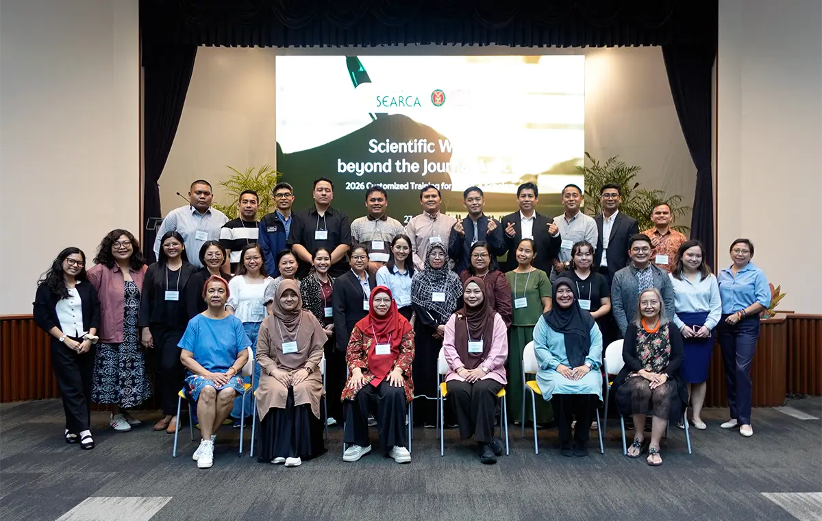Twenty-six SEARCA scholars from six Southeast Asian countries completed the five-day 'Beyond the Journal Article' training on 27–31 July 2026 at SEARCA