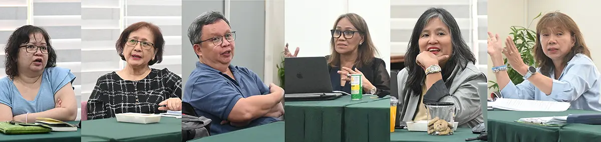 From left: Dr. Maribel Zaporteza of the UPLB Institute of Biological Sciences, Dr. Nina Gloriani of the UP Manila College of Public Health, Mr. Carlo Custodio, Jr. of the Program for Biosafety Systems Philippines, Dr. Ruby Cristobal of the UPLB College of Development Communication (CDC), Ms. Jenny Panopio of the Pest Management Council of the Philippines, Inc., and Dr. Maria Stella Tirol of the UPLB CDC, provided technical inputs during the writeshop.