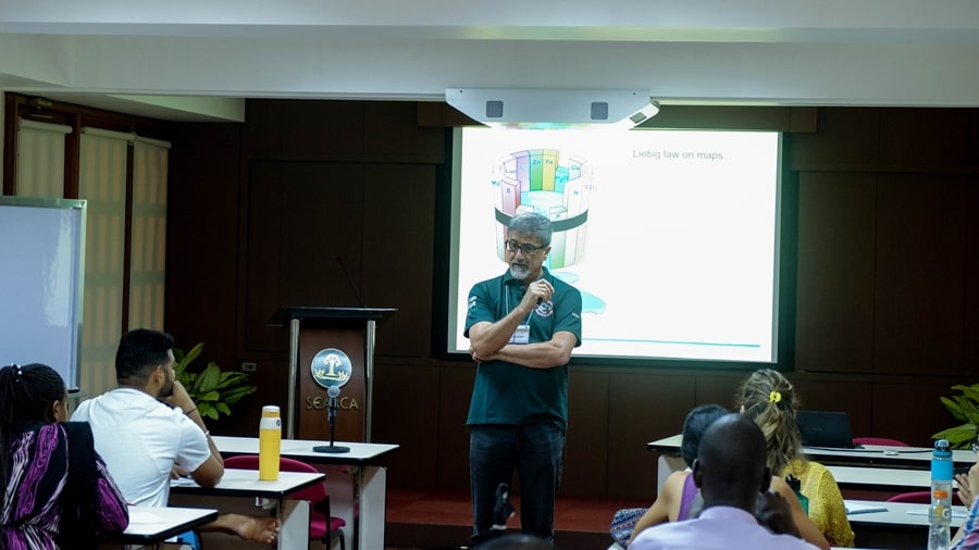 Dr. José Paulo Molin, Associate Professor at University of São Paulo, Brazil, discussing Module 1: Precision Agriculture for the first week of the FSC Summer School