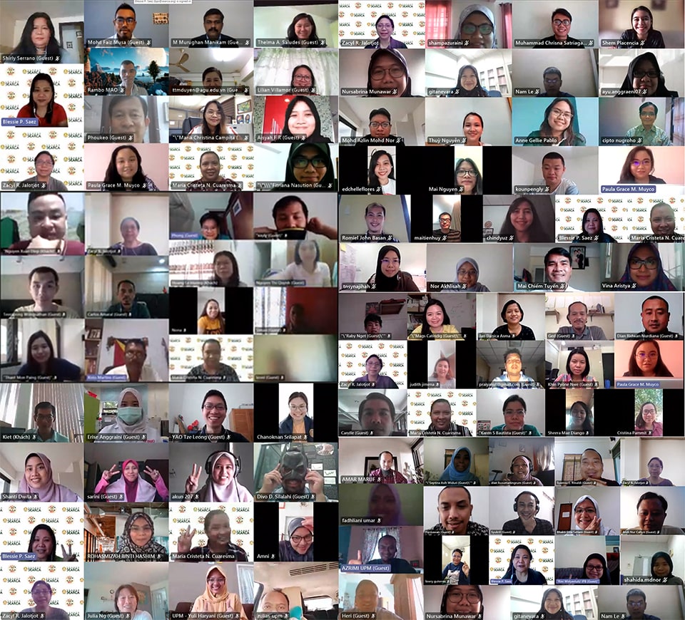 SEARCA scholars across all study posts together with scholars from joint projects during the virtual hangout.