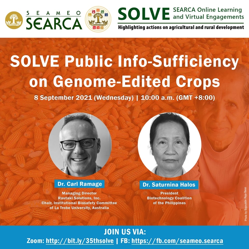 35th SEARCA SOLVE webinar to spotlight status and potential of genome-edited crops