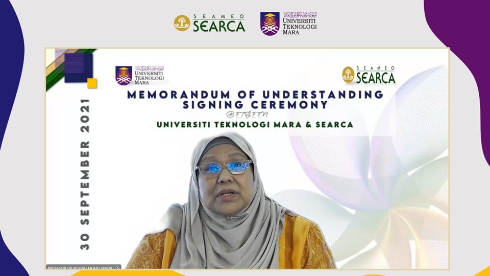 Prof. Ts. Dr. Janor shares her appreciation for this partnership with SEARCA in pursuit of shaping UiTM to become a world class institution.