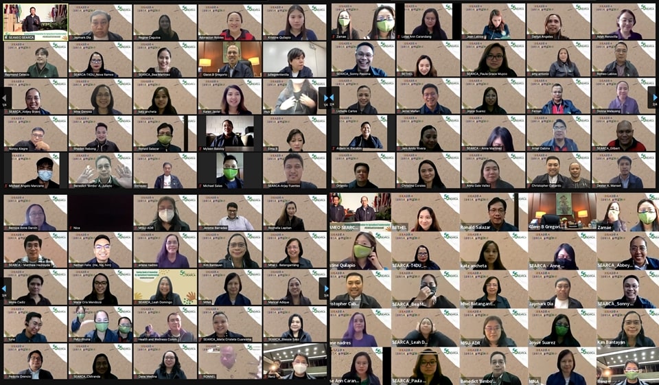 SEARCA staff poses for a virtual smile after the SEARCA Anniversary Virtualympics.