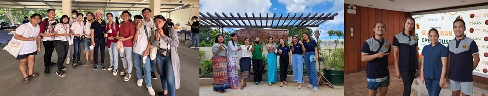 UPLB students, faculty and researchers, extensionists and professional staff (REPS) during the SEARKainan Open House. (Leftmost photo grabbed from the LB Times Facebook Page)