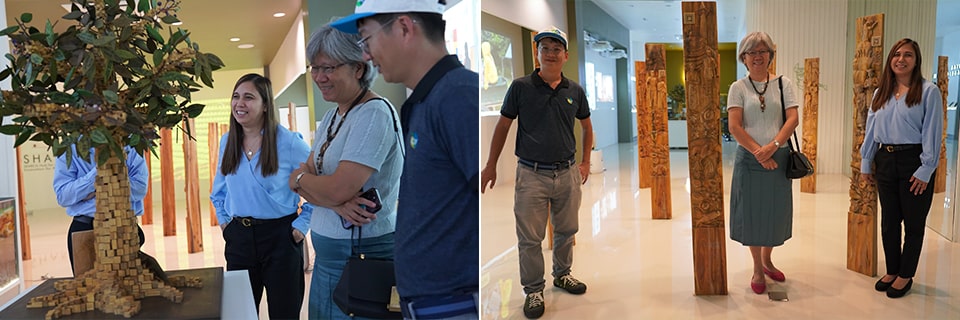 Ms. Sharon Malaiba, head of the Partnerships Unit, gives Dr. Lin and her former students a tour of the SEARCA Hub for Agriculture and Rural Innovation for the Next Generation.