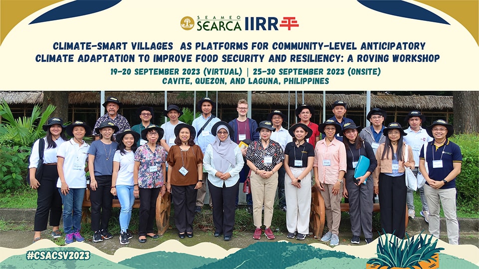 The participants with the training management group from SEARCA and IIRR during the opening program of the onsite session on 25 September 2023 at the IIRR James Yen Center, Cavite.