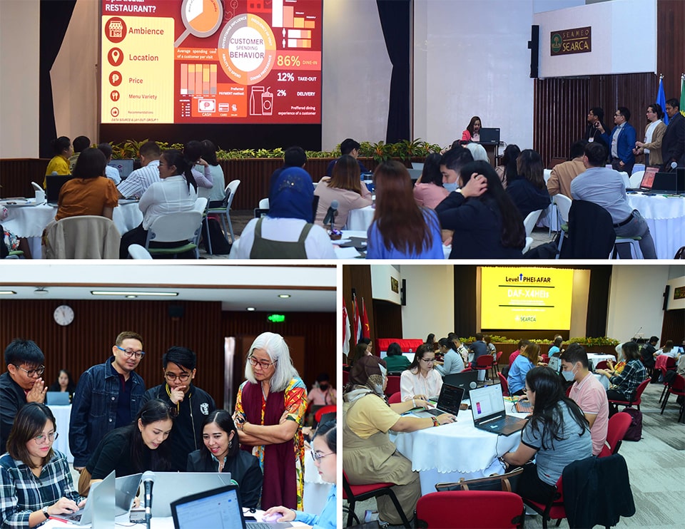 The course participants engage in hands-on workshops and group exercises on data analytics.