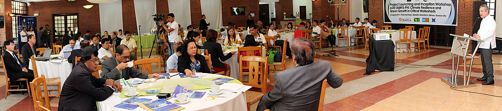 Dr. Saguiguit (rightmost) welcomes representatives from the LGUs, development partners, and members of the project team to the project launch.