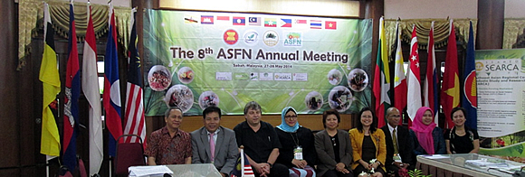 The ASRF Program Steering Committee members with SEARCA's Acting Program Head for R&D, Dr. Bessie Burgos and the ASRF Regional Program Coordinator, Ms. Amy Lecciones.