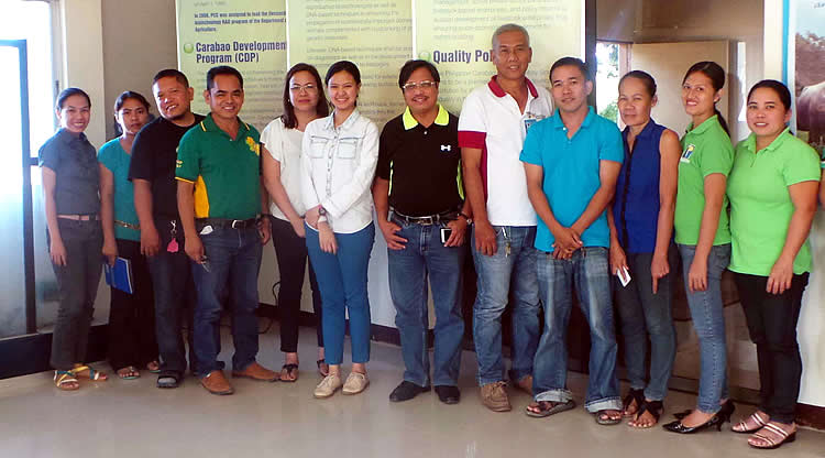 SEARCA Project Team and PCC at Ubay Stock Farm Officials and staff pose for a souvenir photo during the KM Audit on 26 November 2015 in Ubay, Bohol.