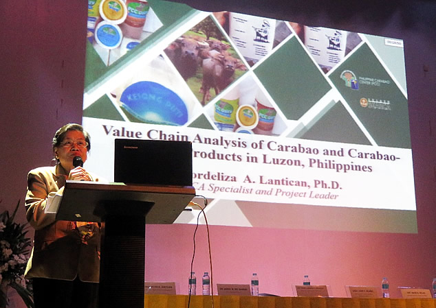 Dr. Lantican presenting the results of the Carabao VCA project 