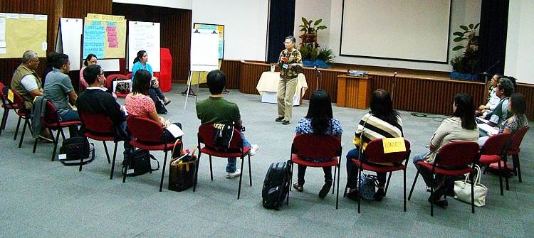 Dr. Daylinda B. Cabanilla, lead trainer/facilitator, orients the DA AMIA team members/focal persons on the process of the training-workshop.