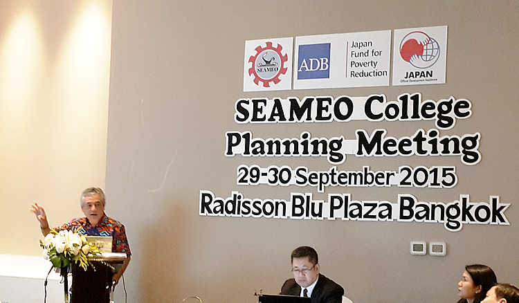 Dr. Gil C. Saguiguit, Jr., SEARCA Director, presents proposal and update on two SEARCA-led projects under SEAMEO College.