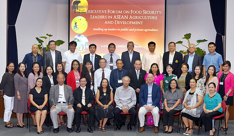 Participants, resource persons, and SEARCA training team of the Third Executive Forum on Food Security: Leaders in ASEAN Agriculture and Development, which is held at SEARCA on 6-10 June 2016.