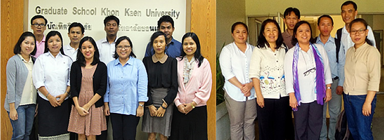 Dr. Maria Cristeta Cuaresma with the IDRC-SEARCA scholars in KKU (left) and CMU (right).