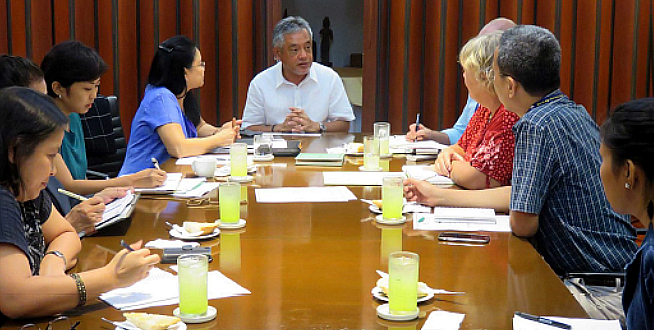 SEARCA Management Committee and Unit Heads led by Dr. Gil C. Saguiguit, Jr. giving a briefing to ICRAF Officials about SEARCA