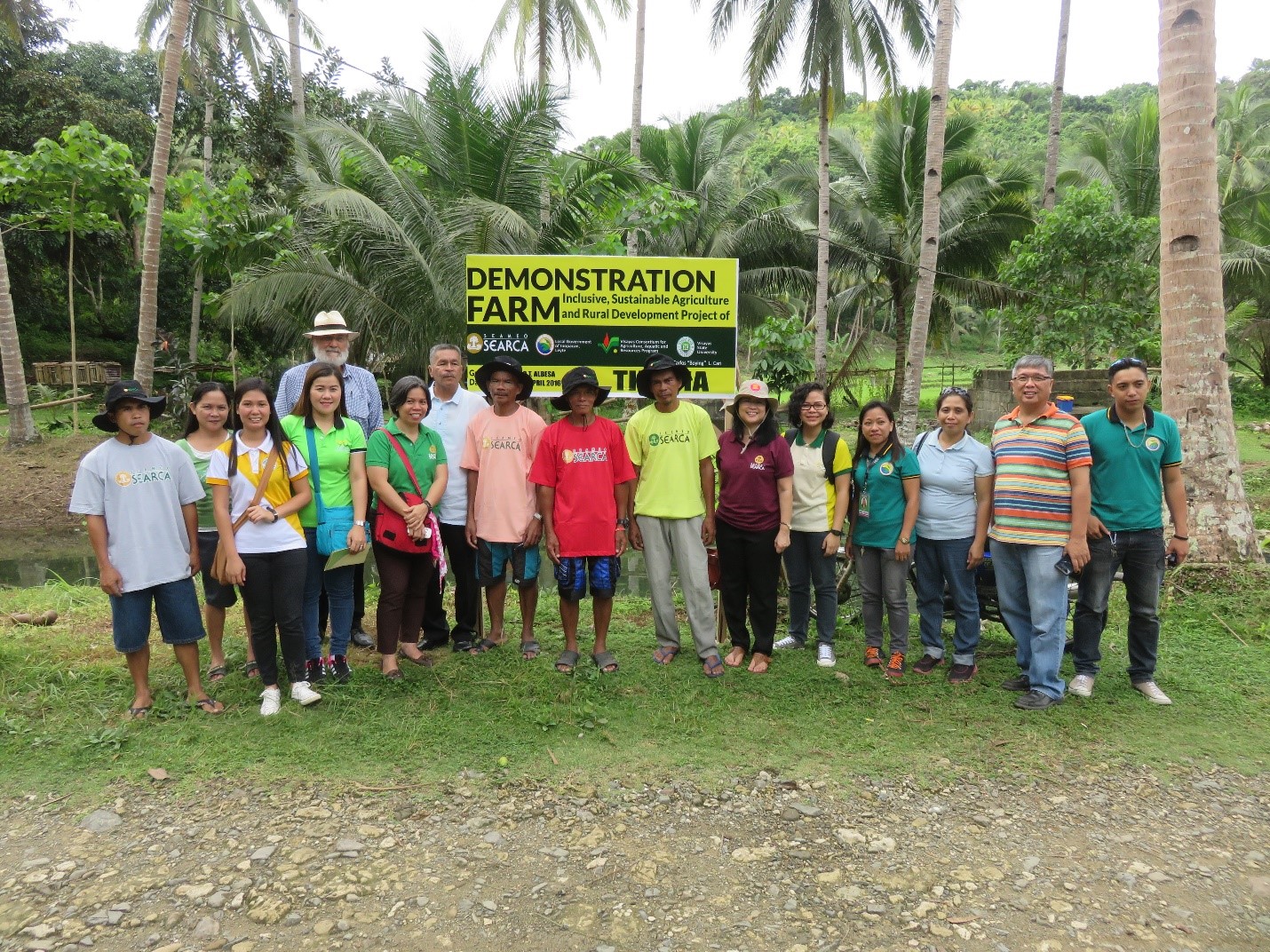 ISARD Growers, LGU Inopacan ISARD Team, VSU ISARD Team, and SEARCA ISARD Team in a Tilapia Fishpond Demonstration Farm with Dr. Friedhelm Göltenboth the father of rainforestation.