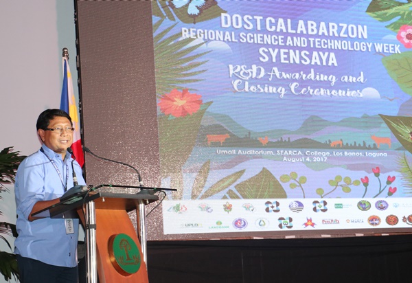 Dr. Alexander R. Madrigal, caps the SyenSaya R&D Awarding and Closing Ceremonies with his closing remarks