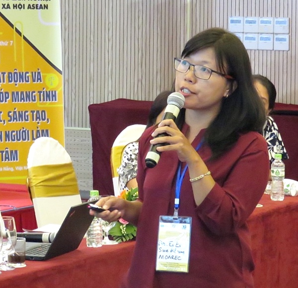 Dr. Ei Ei Swe Hlaing, AWG-SF Focal Point of Myanmar, presenting in the session on 'Governance Mechanisms.'