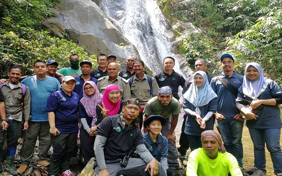 The project team in Ulu Tampik Waterfalls.