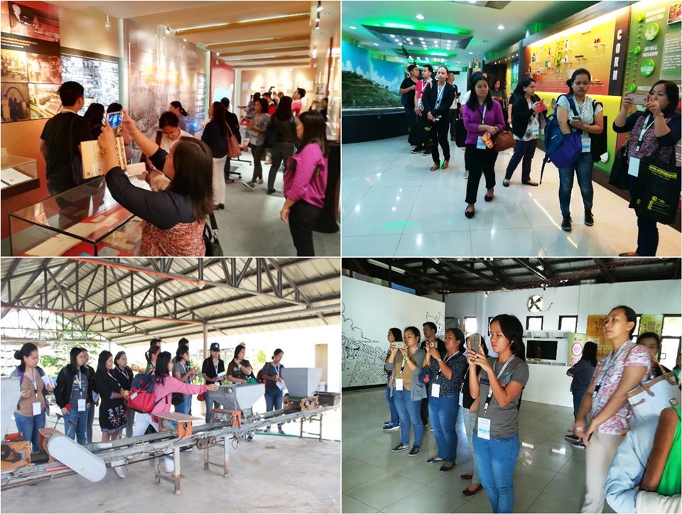 Clockwise from top left: The learner-participants tour the Knowledge Hub and Library in ADB, Learning and Discovery Center in ATI, Rice Museum, and FutureRice Farm in PhilRice as part of the 2nd F2F Session in January 2018.