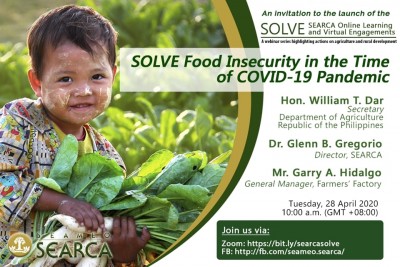 Food security amidst the COVID-19 pandemic takes center stage in the maiden launch of SEARCA&#039;s new webinar series called SOLVE