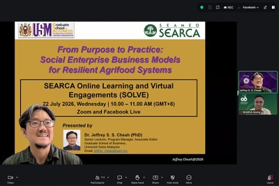 Social enterprises drive resilient and inclusive agrifood systems, expert says at SEARCA SOLVE webinar