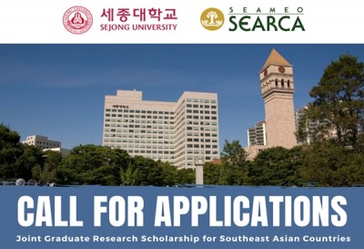 Application for Sejong University-SEARCA Joint Graduate Research Scholarship closes on March 19